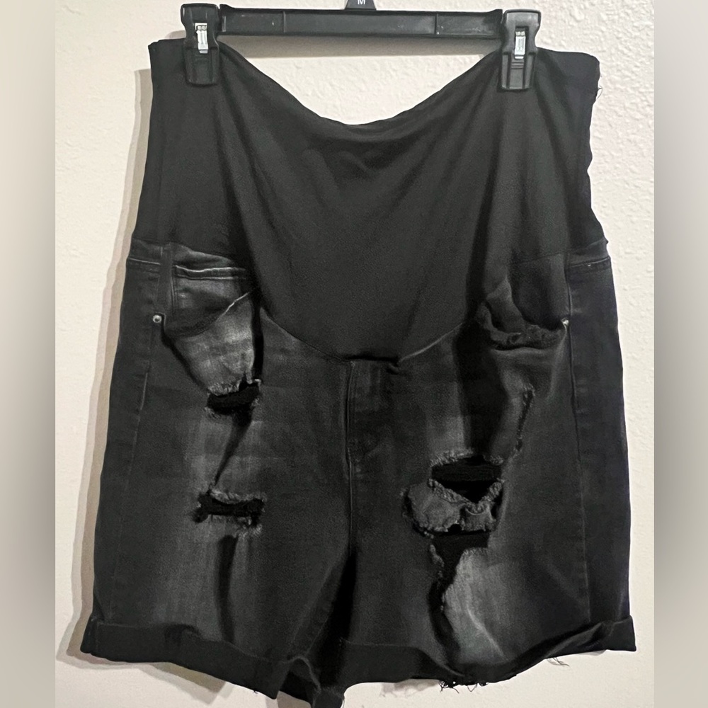 PinkBlush Plus Size Maternity Jean Shorts 3X